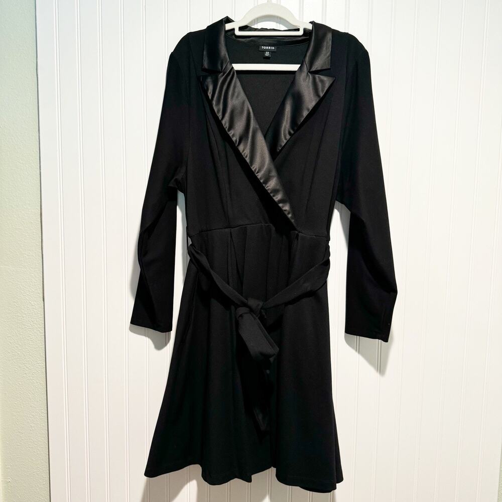 Torrid Mini Tuxedo Dress Satin Color Wrap Top Plus Size 22 - Picture 2 of 7